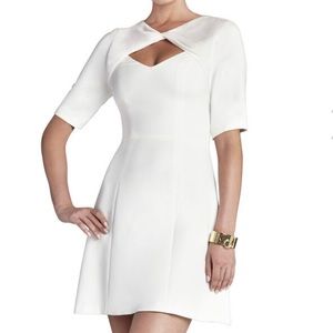BCBG Cypress off white twisted front neck dress.